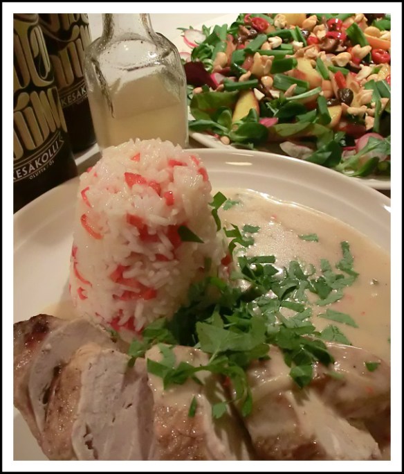 Chicken braised in ginger-wheat beer